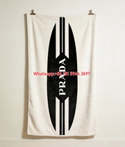 Prada Minimalist Monochrome Surfboard Logo Flannel Throw Blanket IMG_2733